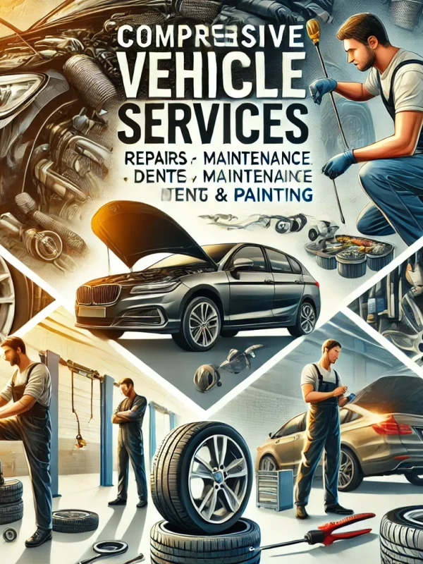 DALL·E 2024-09-24 02.53.28 - An eye-catching and professional image showcasing various aspects of vehicle service work. The image includes a mechanic working on a car engine, anot (1)